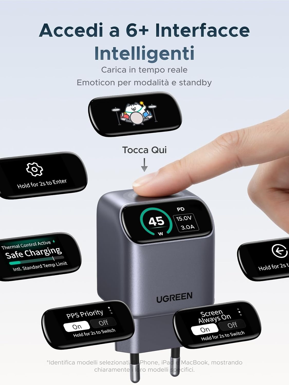 UGREEN porta in Italia un nuovo caricabatterie USB-C da 45 W con display intelligente 1