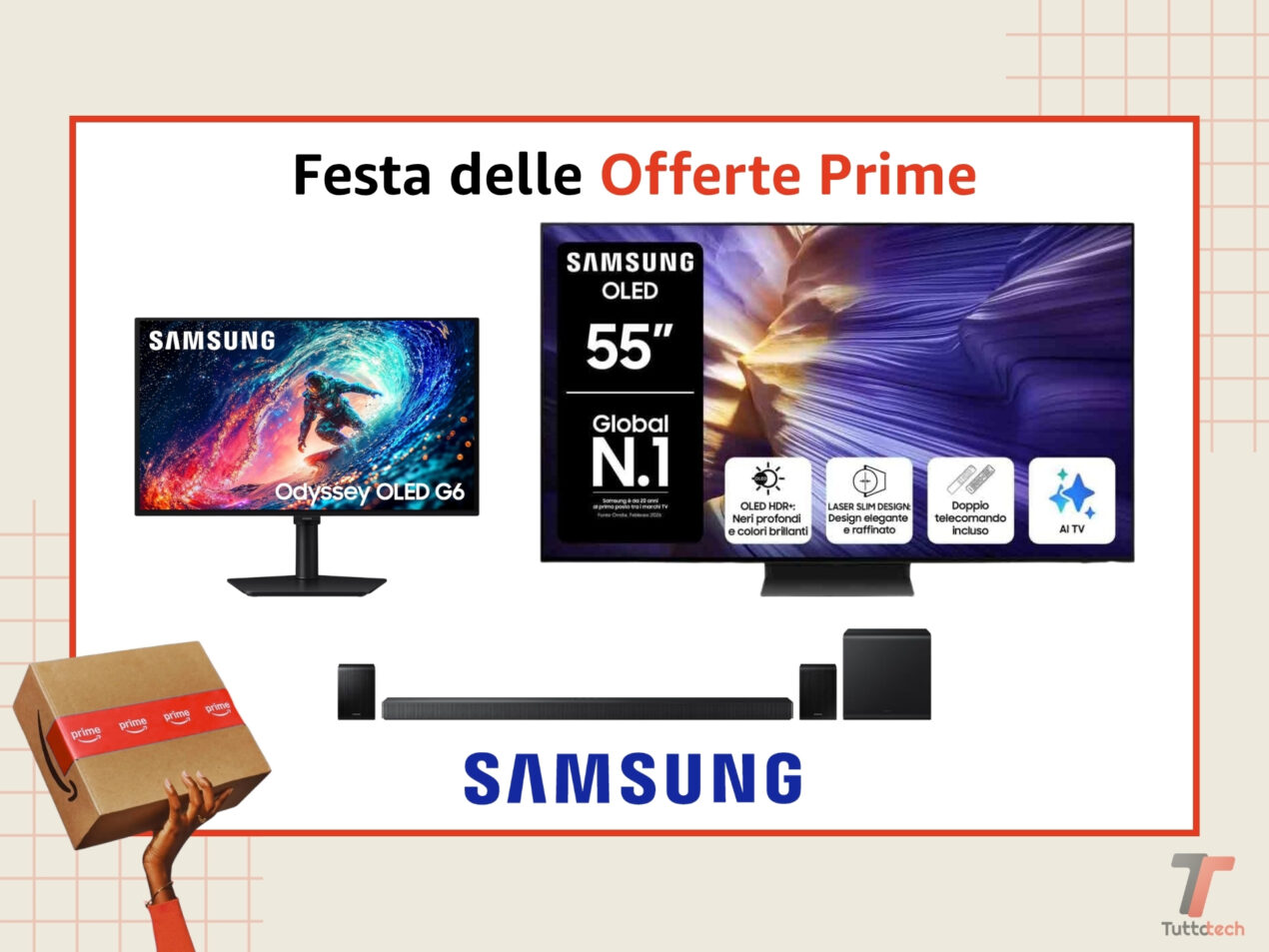 Le promozioni Samsung per la Festa delle Offerte Prime Amazon : monitor OLED, TV 4K e soundbar