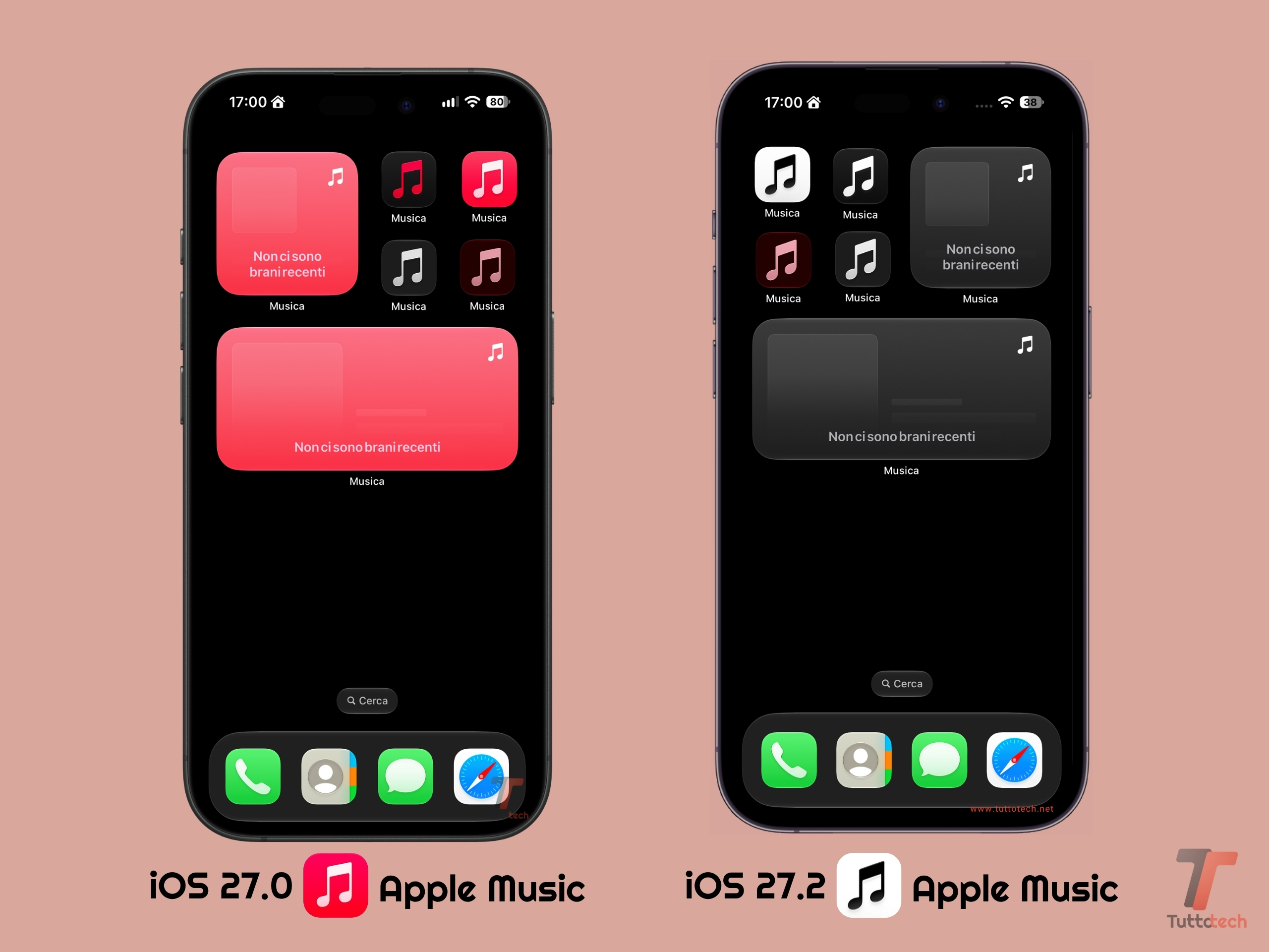 Apple iOS 27.2 - Beta 4 - Apple Music - colori icona e widget