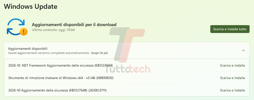 Windows 11 26H2 - Patch Tuesday di ottobre 2026