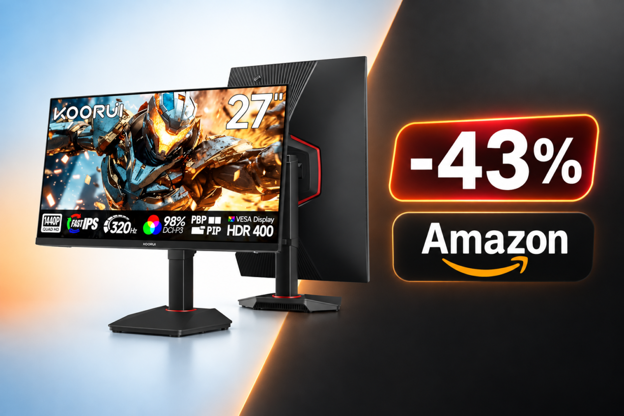 KOORUI monitor gaming QHD da 27" a 320Hz scende a sotto i 200€ su Amazon
