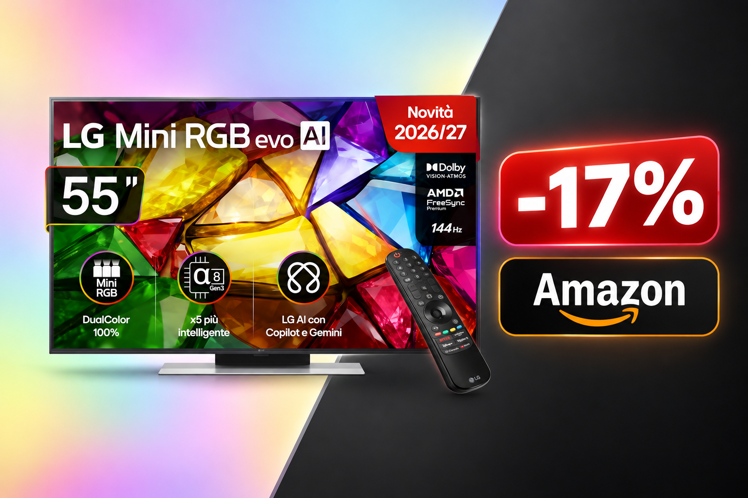 LG Mini RGB 55 pollici a 599,2€ su Amazon, minimo storico per ...