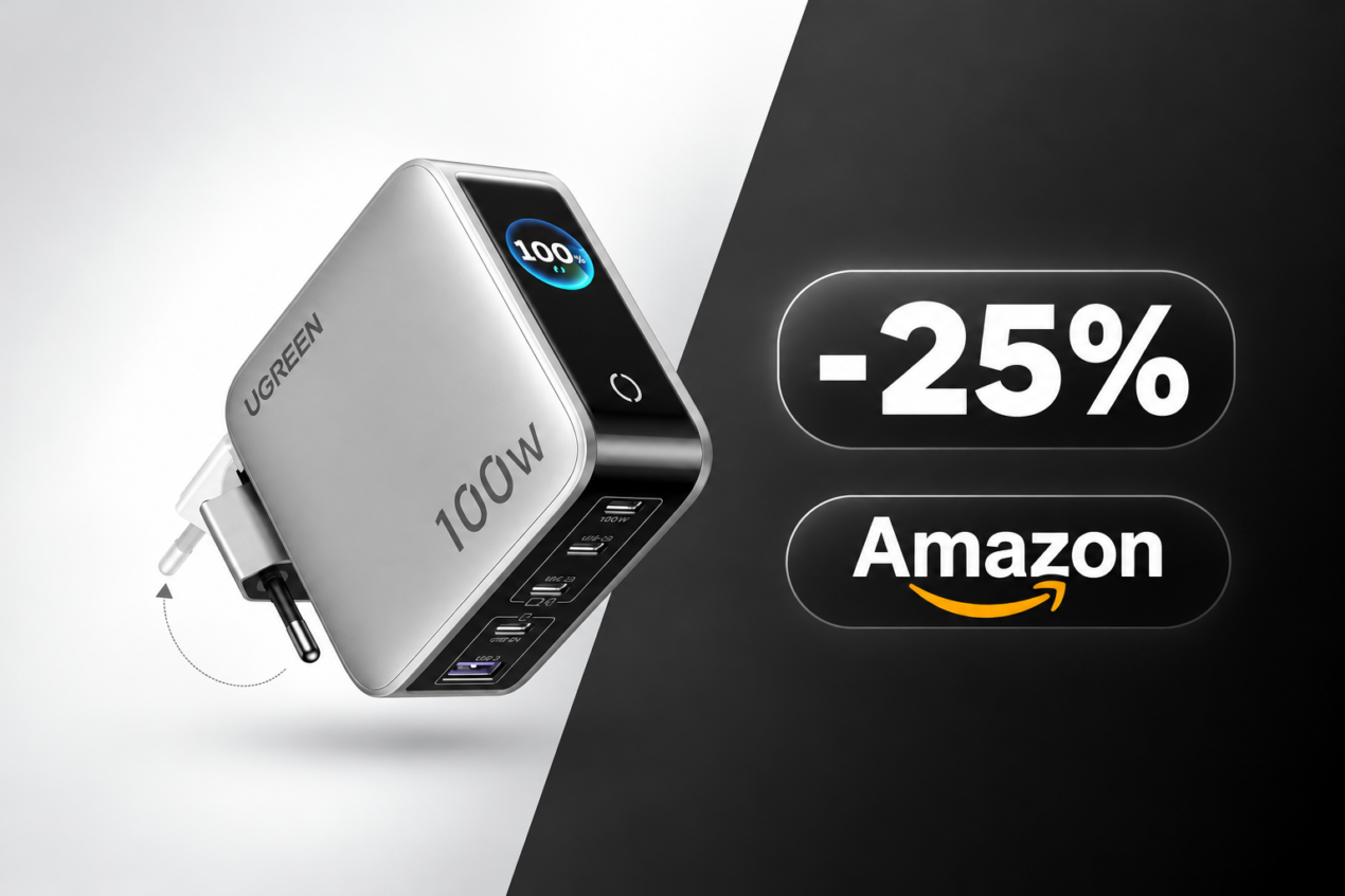 UGREEN Nexode Pro 100W al minimo storico: -25% per l'alimentatore multiporta con display