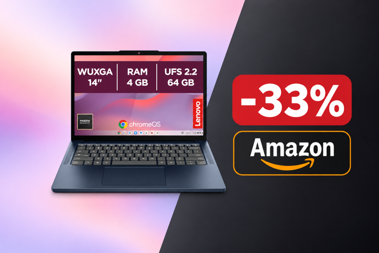 Lenovo Chromebook 14 a 199,90€ su Amazon: minimo storico per il modello top per studenti