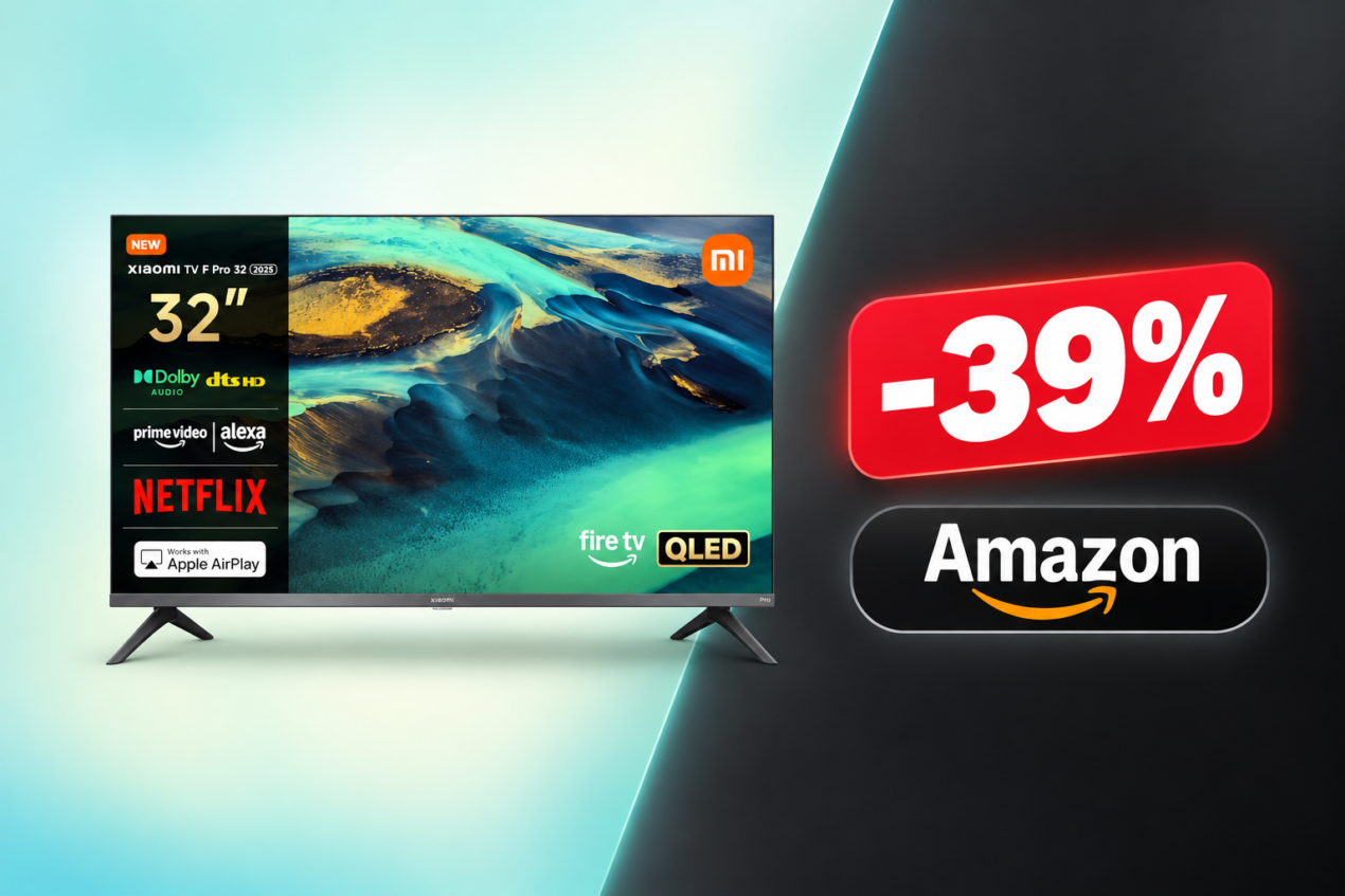 Xiaomi TV F Pro 32 2025 QLED scende a 139€ su Amazon: top TV da camera da letto o cucina