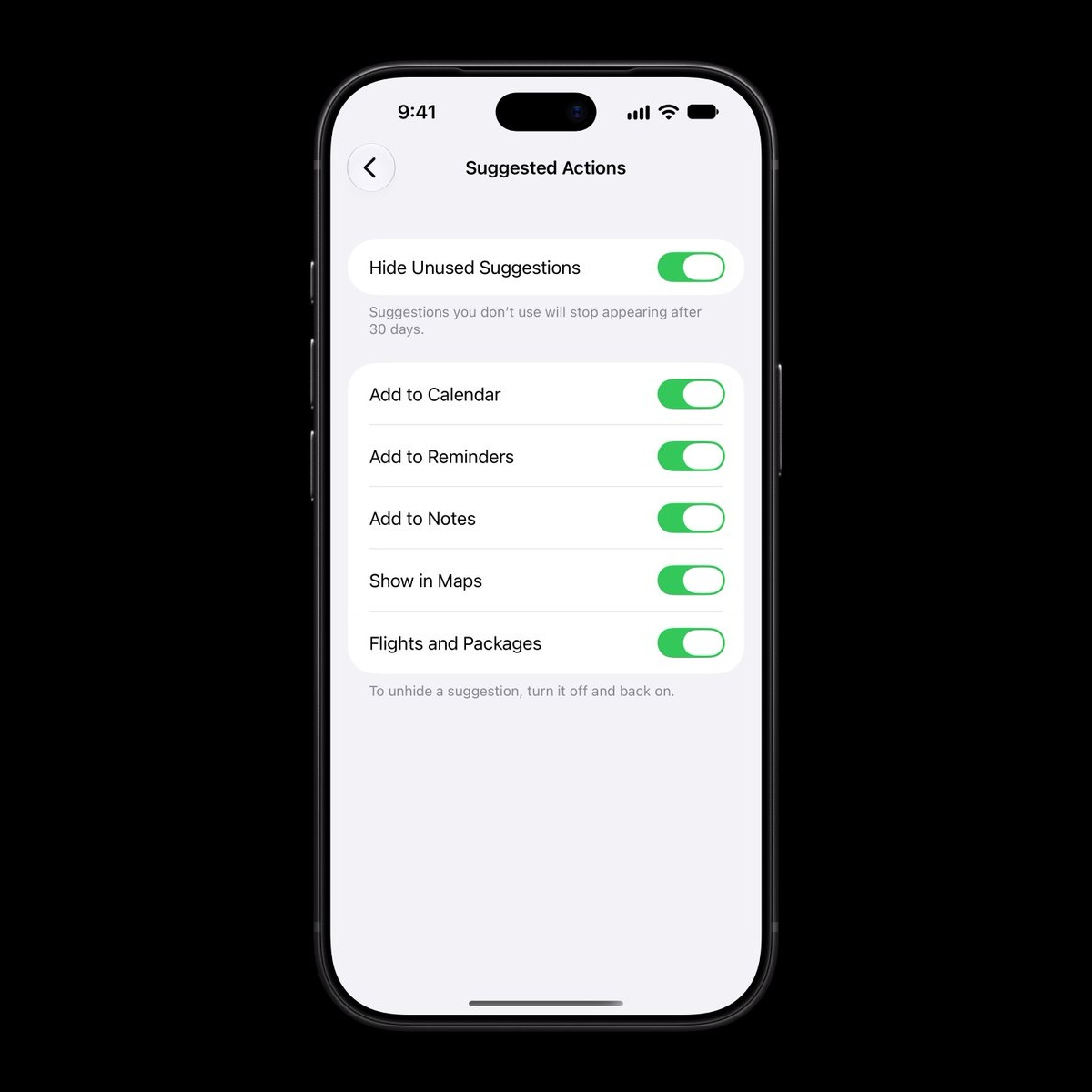 iOS 27.2 DB3 - Messaggi - Suggerimenti di azioni - controlli granulari
